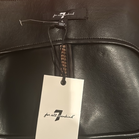 NWT 7 For All Mankind SMALL/MEDIUM Pleather Gucci-esq Beige Houndstooth Vest - Picture 6 of 8